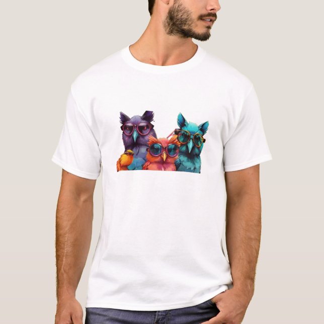 Camiseta de búho colorida (Anverso)