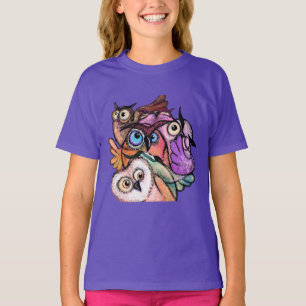 Camiseta de búhos coloridas
