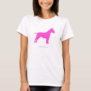 Camiseta de bull terrier (silueta rosada)