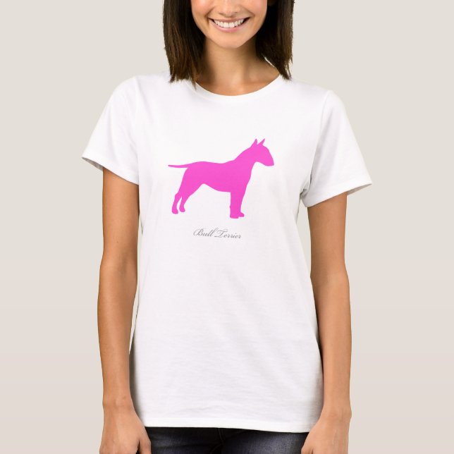 Camiseta de bull terrier (silueta rosada) (Anverso)