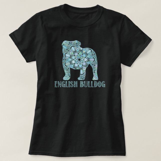 Camiseta de Bulldog en inglés de Mandala (Diseño del anverso)