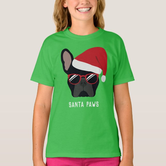 Camiseta de Bulldog francés negro para navidades (Anverso)