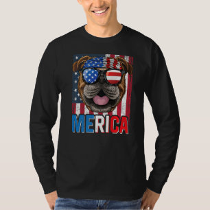 Camiseta  De Bulldog Inglés De Merica 4 De Julio Americano