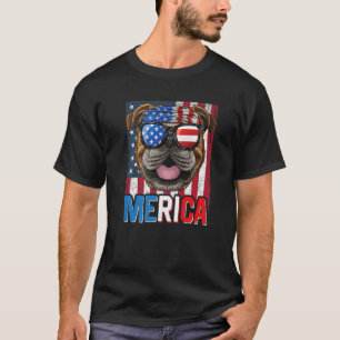 Camiseta De Bulldog Inglés De Merica 4 De Julio Americano