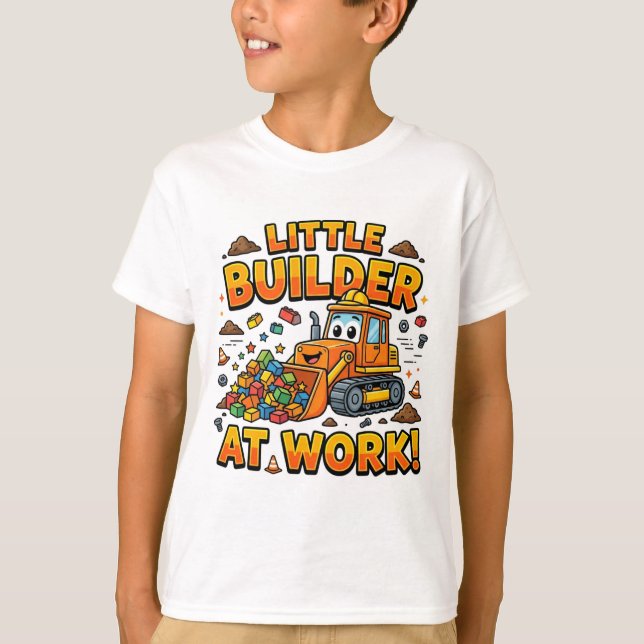 Camiseta de Bulldozer Adorable Pequeño Constructor (Anverso)