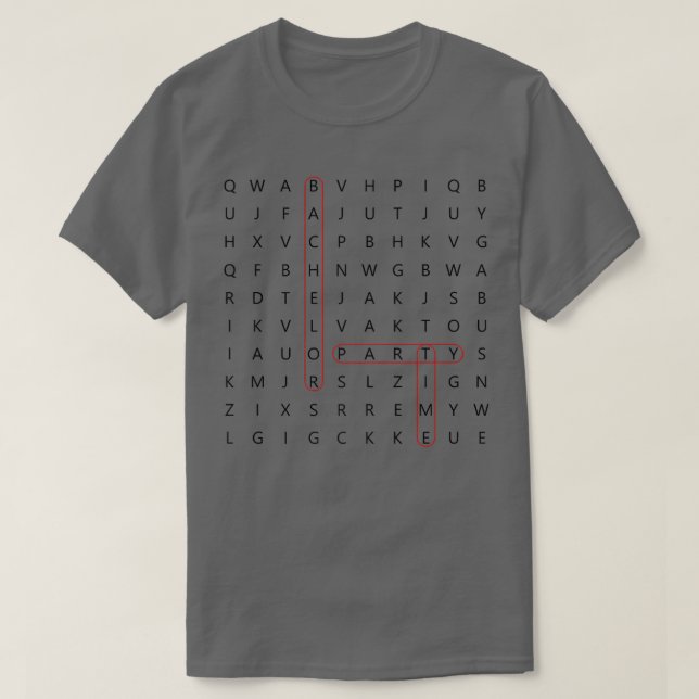 Camiseta de búsqueda de palabras divertida para de (Diseño del anverso)