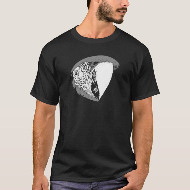 Camiseta de BW del dibujo animado del Macaw de (Anverso)