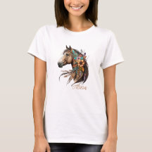 Camiseta de caballo bayo bonito con nombre