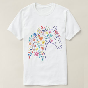 Camiseta de caballo floral colorida - Equino artís