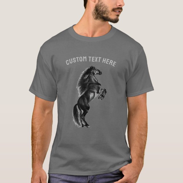 Camiseta de caballo Mustang con texto Personalizad (Anverso)