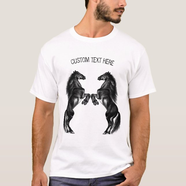 Camiseta de caballo negro con texto Personalizado (Anverso)
