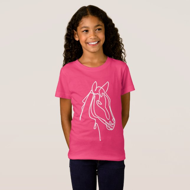 Camiseta de caballo rosa y blanco para chica (Anverso completo)