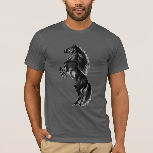 Camiseta de caballo salvaje negro vertical (Anverso)