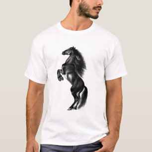 Camiseta de caballo salvaje negro vertical