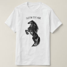 Camiseta de caballo salvaje negro vertical con tex