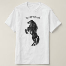 Camiseta de caballo salvaje negro vertical con tex
