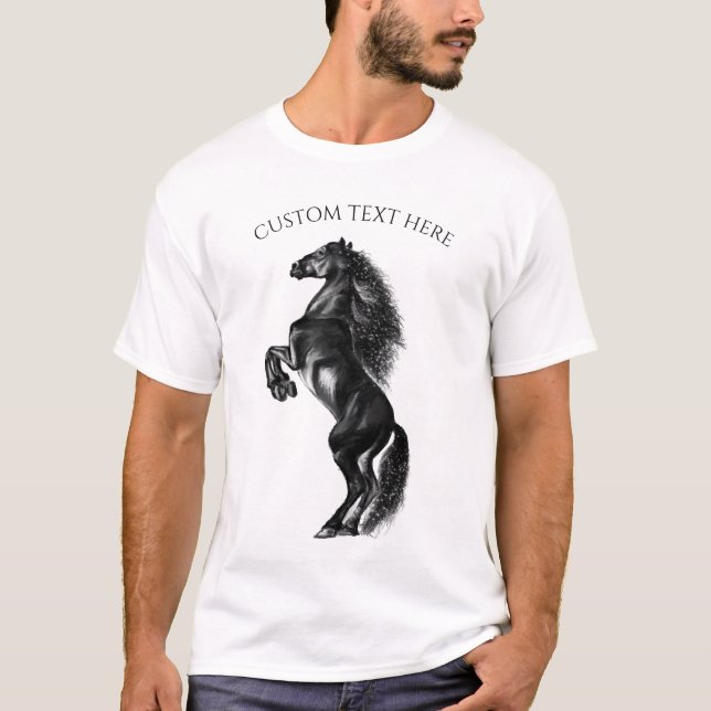 Camiseta de caballo vertical con texto Personaliza (Anverso)