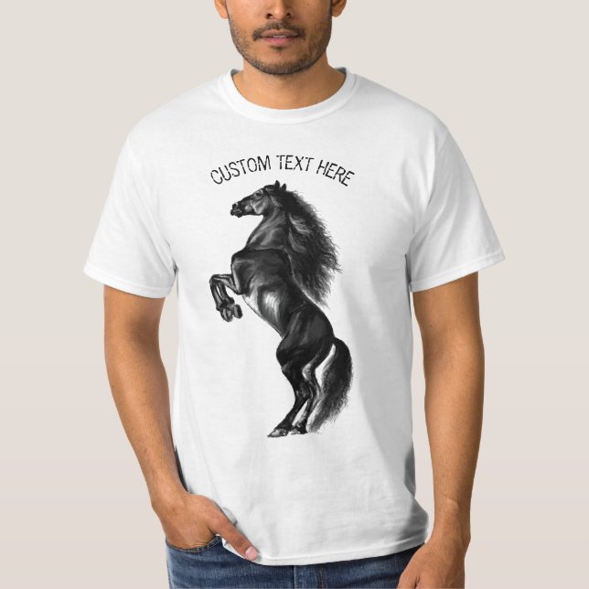 Camiseta de caballo vertical con texto Personaliza (Anverso)