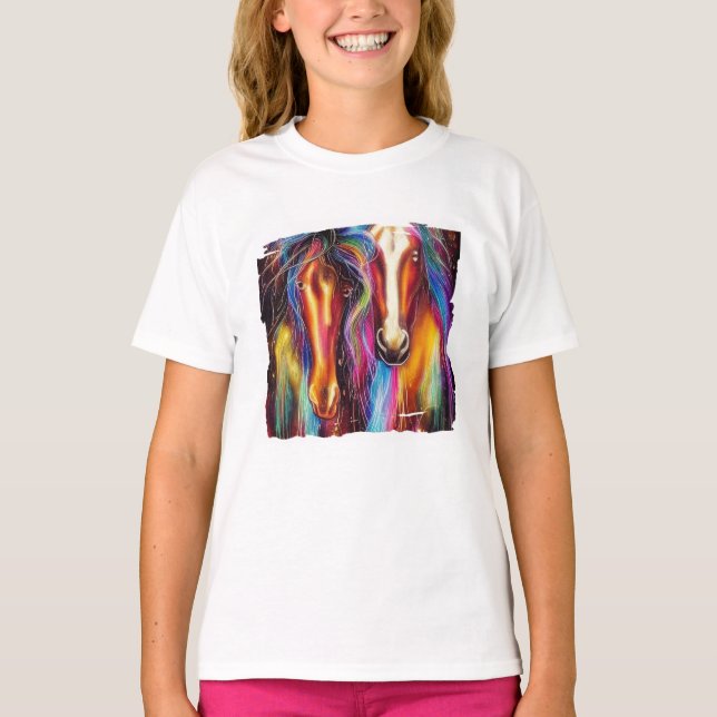 Camiseta de caballos coloridos (Anverso)