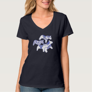 Camiseta de caballos de Dala azul y blanco