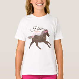 Camiseta de caballos en miniatura rosa y marrón