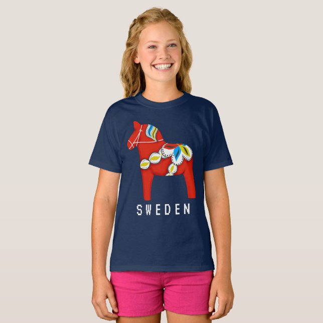 Camiseta de caballos Red Dala para niños (Anverso completo)