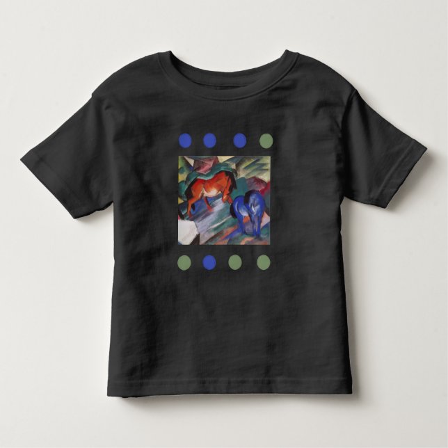 Camiseta de caballos Rojo y Azul (Anverso)