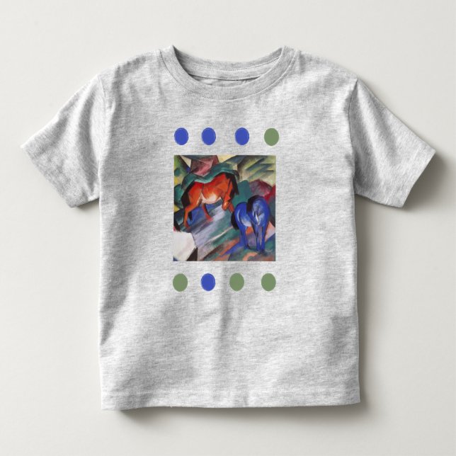 Camiseta de caballos Rojo y Azul (Anverso)