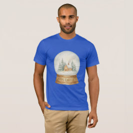 Camiseta de cabaña de globo de nieve de acuarela d