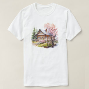 Camiseta de cabaña de primavera