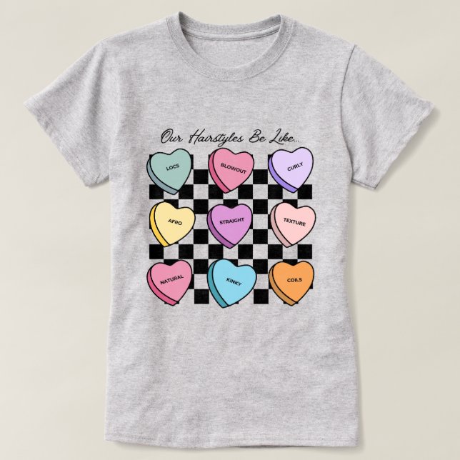 Camiseta de cabello negro del día de San Valentín  (Diseño del anverso)