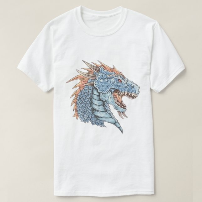 Camiseta de Cabeza de Dragón Azul (Diseño del anverso)