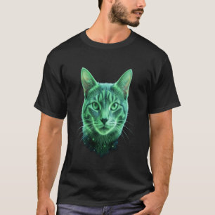 Camiseta de cabeza de gato bioluminiscente brillan