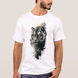 Camiseta de cabeza de tigre con color de agua crea