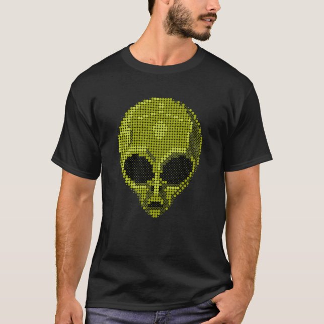 Camiseta de cabeza verde alienígena - Ciudad futur (Anverso)
