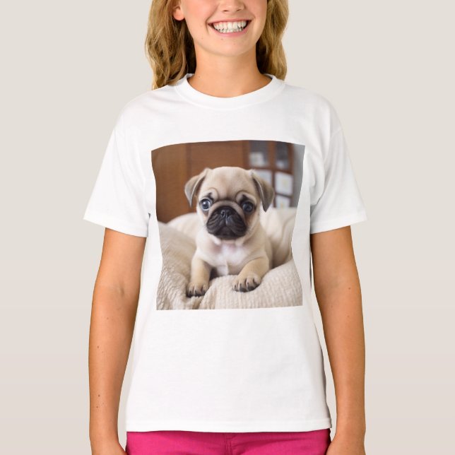 Camiseta De Cachorro De Cachorro Cute Pug - Pequeñ (Anverso)
