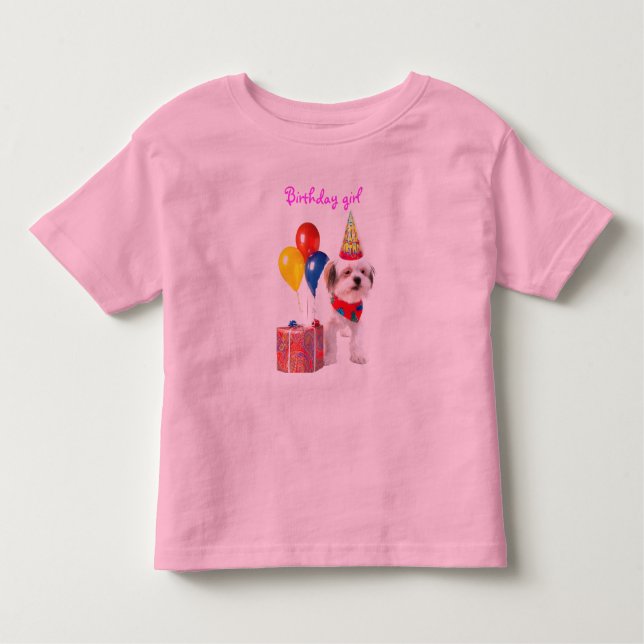 Camiseta de cachorro de chica de cumpleaños (Anverso)