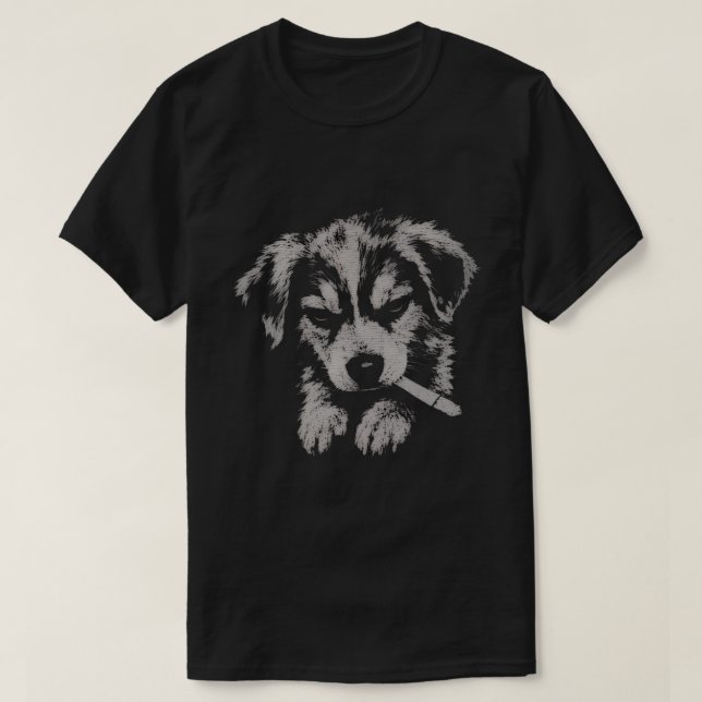 Camiseta de cachorro rebelde con cigarrillo (Diseño del anverso)