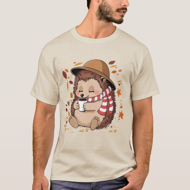 Camiseta de café de erizo, Camiseta de erizo de ca (Anverso)