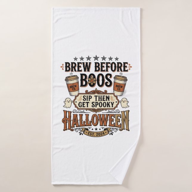 Camiseta de café de Halloween Brew Before Boos Vin (Toalla de baño)