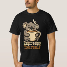Camiseta de café de koala lindo 'Exprésate'