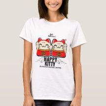 Camiseta de café Happy Kitty con gráfico de gato a