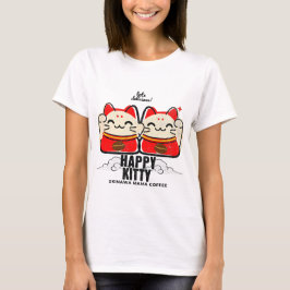 Camiseta de café Happy Kitty con gráfico de gato a