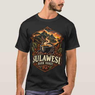 Camiseta de café indonesio vintage de tostado oscu