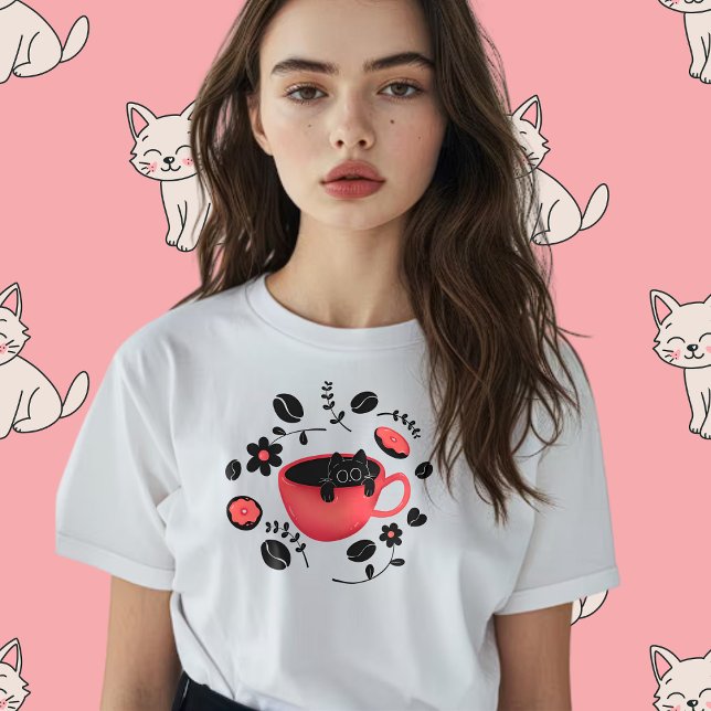 Camiseta de café negro y gato negro (Subido por el creador)