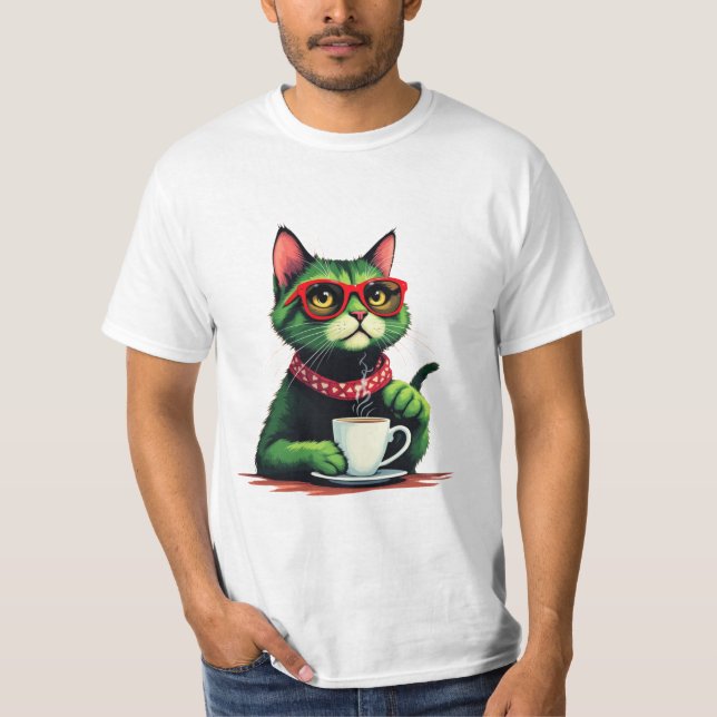 Camiseta de café para beber gato (Anverso)