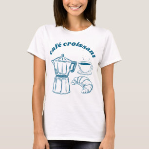 Camiseta de café y croissant