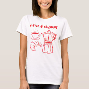 Camiseta de café y croissant