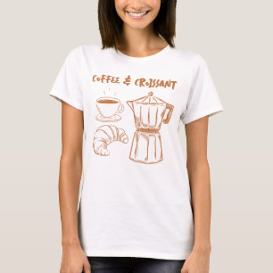 Camiseta de café y croissant