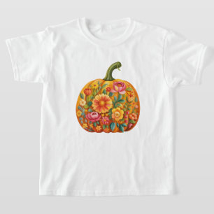 Camiseta de calabaza de arte popular para mujeres 